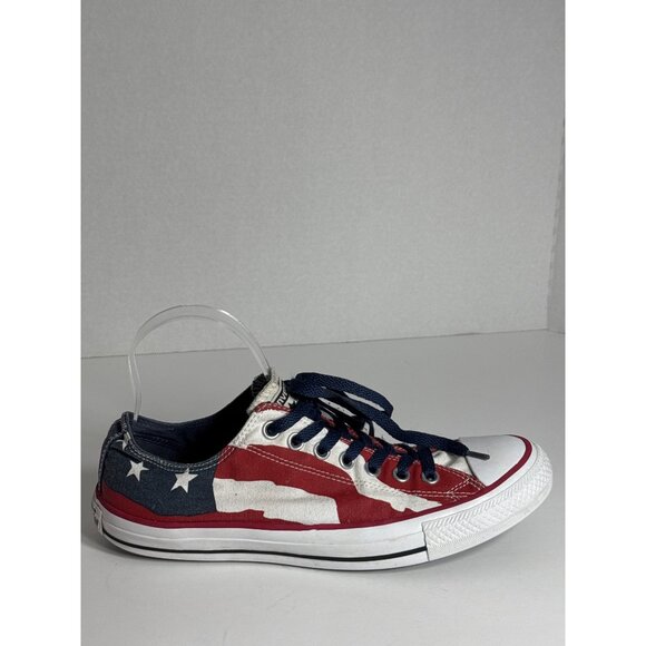 Converse All Star Low Top Sneakers American Flag Print Canvas Size 8.5 Mens - Picture 9 of 16